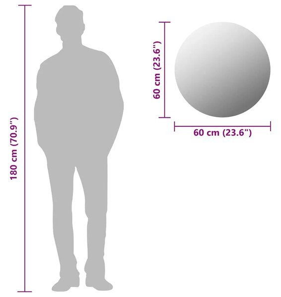 Zidno ogledalo 60 cm okruglo stakleno - Φ 60 cm 1 bez LED svjetala Φ 60 cm