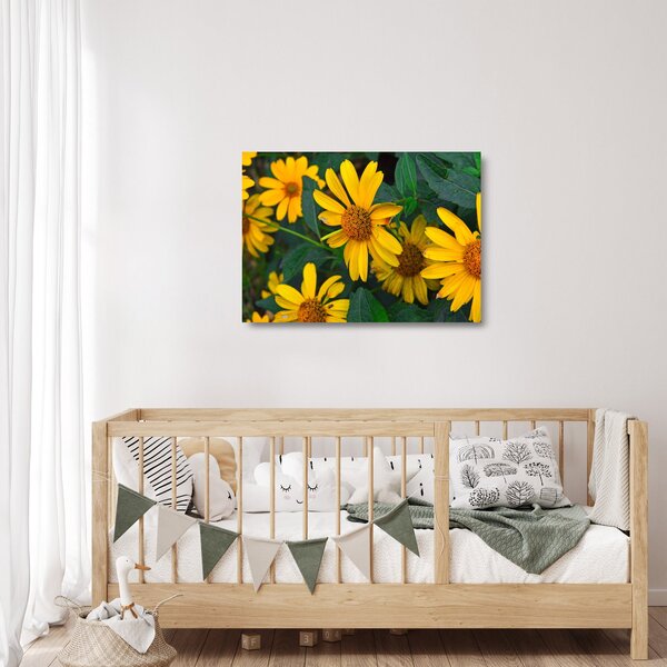 Staklena slika žutih cvjetova (70x50 cm)