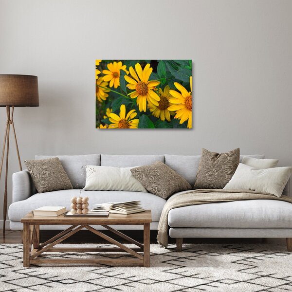 Staklena slika žutih cvjetova (70x50 cm)