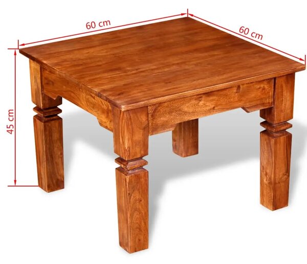 Stolić za kavu od masivnog drva 60 x 60 x 45 cm - Tamno smeđa 1 60 cm Tamno smeđa