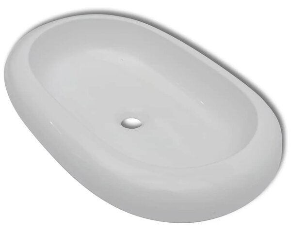Lavabo - Umivaonik s miješalicom keramički ovalni bijeli - 630 x 420 x 120 mm 630 x 420 x 120 mm