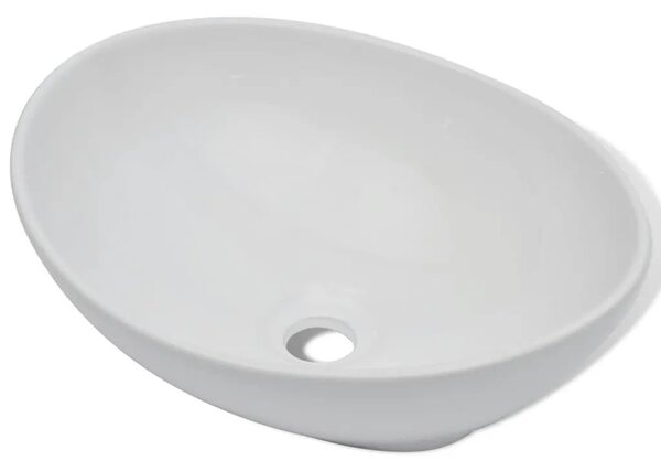 Lavabo - Umivaonik s miješalicom keramički ovalni bijeli - 400 x 330 x 135 mm 400 x 330 x 135 mm