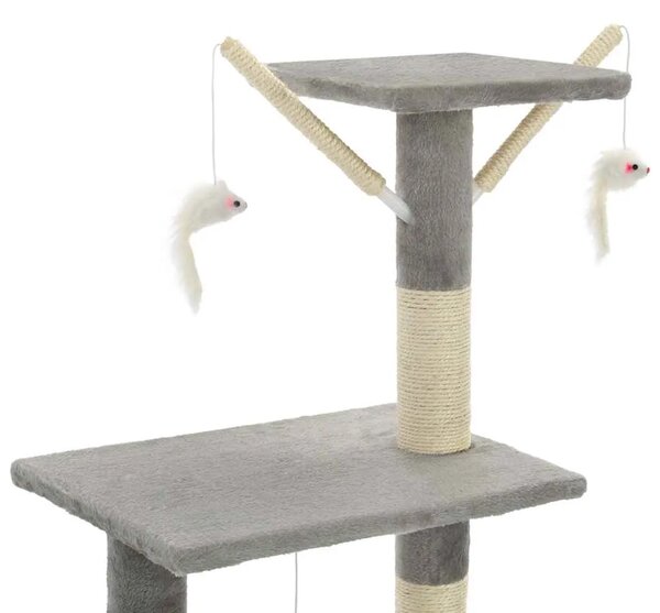 Penjalica za mačke - Kuća za mačke - Grebalica sa stupovima za grebanje od sisala 138 cm siva - Siva Siva