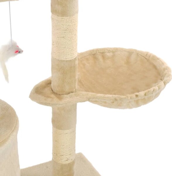 Penjalica za mačke - Kuća za mačke - Grebalica sa stupovima za grebanje od sisala 138 cm bež - Bež Bež