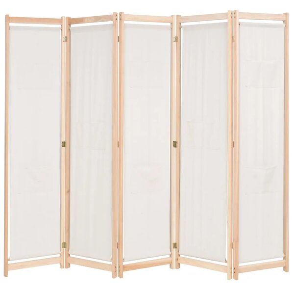 Paravan - Sobna pregrada s 5 panela od tkanine 200 x 170 x 4 cm krem - Krema 5 1 Krema