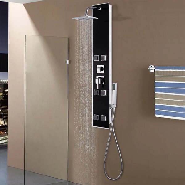 Tuš panel od stakla 8 x 42 1 x 120 cm crni