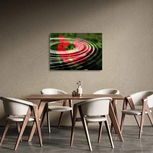 Apstraktna staklena slika - cvijeće u valovima (70x50 cm)