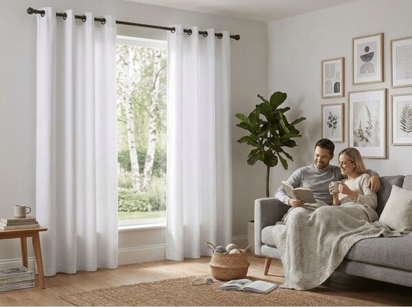 Bijela zavjesa OXFORD 140x270 cm Sistem za vješanje: Traka za nabiranje