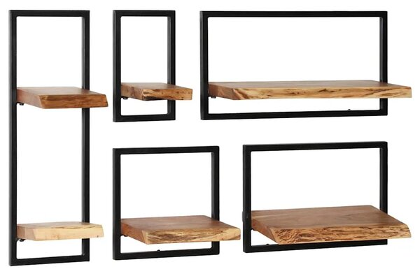 5-dijelni set zidnih polica od masivnog drva bagrema i čelika - 21 x 25 x 75 cm 5 1 21 x 25 x 75 cm