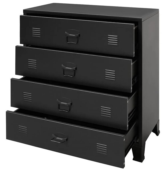 Ladičar od metala u industrijskom stilu 78 x 40 x 93 cm crni - Crna 1 Crna