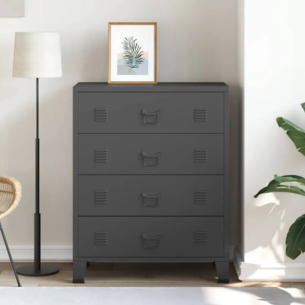 Ladičar od metala u industrijskom stilu 78 x 40 x 93 cm crni - Crna 1 Crna
