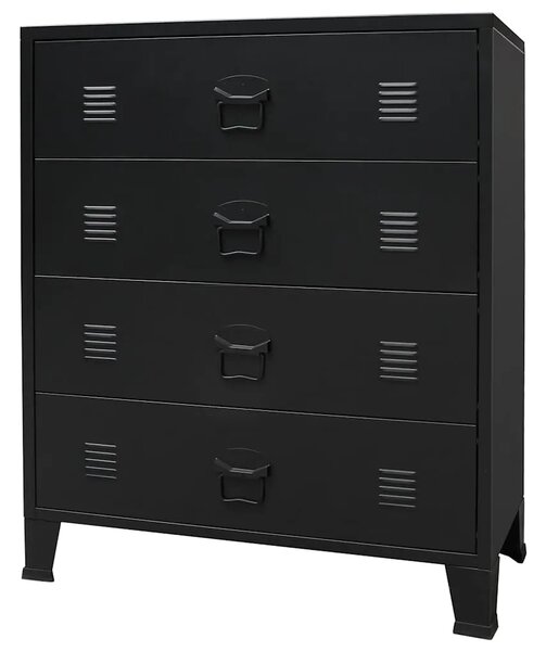Ladičar od metala u industrijskom stilu 78 x 40 x 93 cm crni - Crna 1 Crna