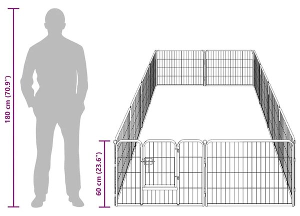 Ograda za pse s 12 ploča od čelika 80 x 60 cm crna - 60 x 80 cm 1 12 panela 60 x 80 cm