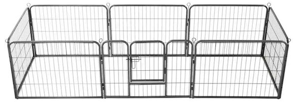 Ograda za pse s 8 ploča od čelika 60 x 80 cm crna - 60 x 80 cm 1 8 panela 60 x 80 cm