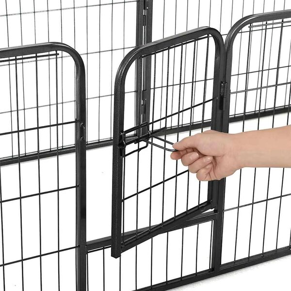 Ograda za pse s 8 ploča od čelika 60 x 80 cm crna - 60 x 80 cm 1 8 panela 60 x 80 cm