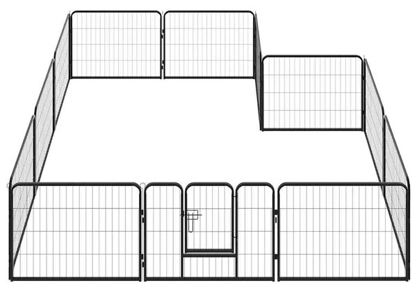 Ograda za pse s 12 ploča od čelika 80 x 60 cm crna - 60 x 80 cm 1 12 panela 60 x 80 cm