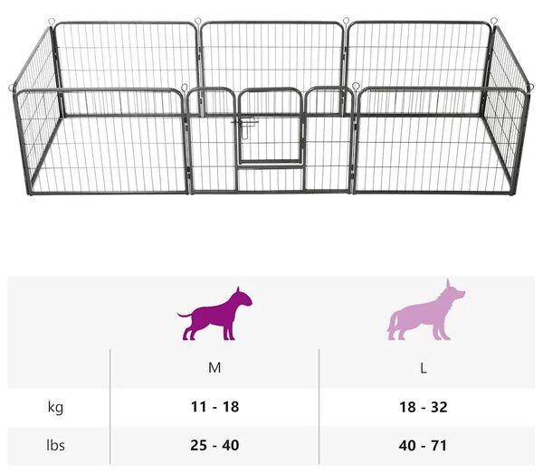 Ograda za pse s 8 ploča od čelika 60 x 80 cm crna - 60 x 80 cm 1 8 panela 60 x 80 cm