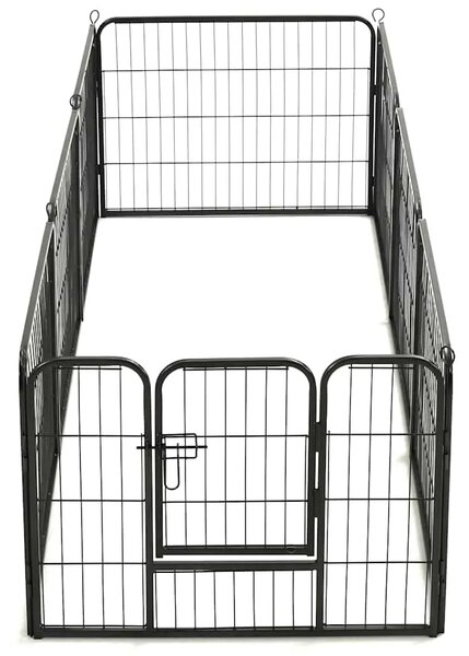 Ograda za pse s 8 ploča od čelika 60 x 80 cm crna - 60 x 80 cm 1 8 panela 60 x 80 cm