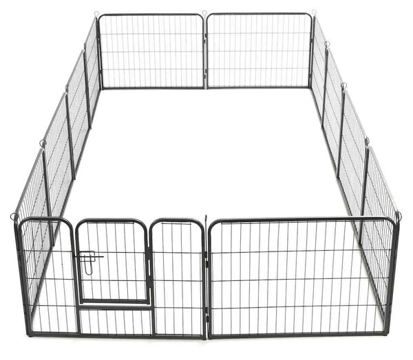 Ograda za pse s 12 ploča od čelika 80 x 60 cm crna - 60 x 80 cm 1 12 panela 60 x 80 cm