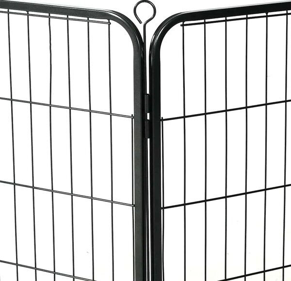 Ograda za pse s 8 ploča od čelika 60 x 80 cm crna - 60 x 80 cm 1 8 panela 60 x 80 cm