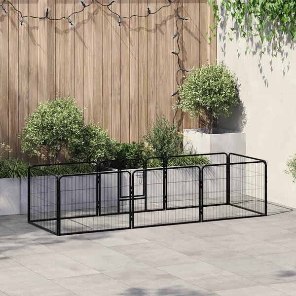 Ograda za pse s 8 ploča od čelika 60 x 80 cm crna - 60 x 80 cm 1 8 panela 60 x 80 cm