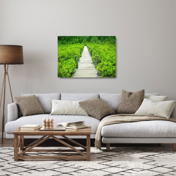 Staklena slika - drvena staza (70x50 cm)