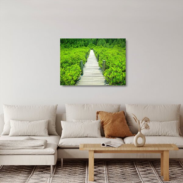 Staklena slika - drvena staza (70x50 cm)