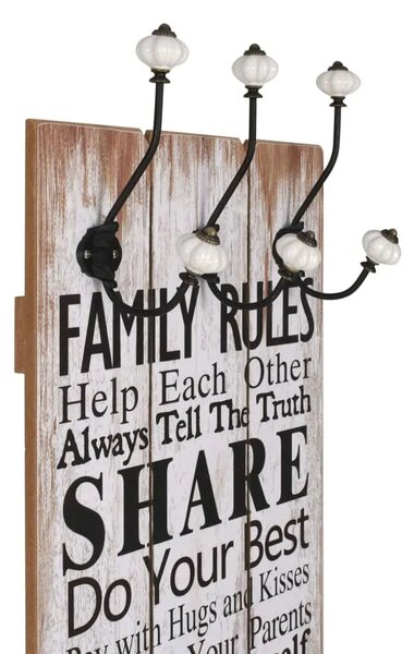 Zidna vješalica za kapute sa 6 kuka FAMILY RULES 120 x 40 cm - Family Rules 1 Family Rules
