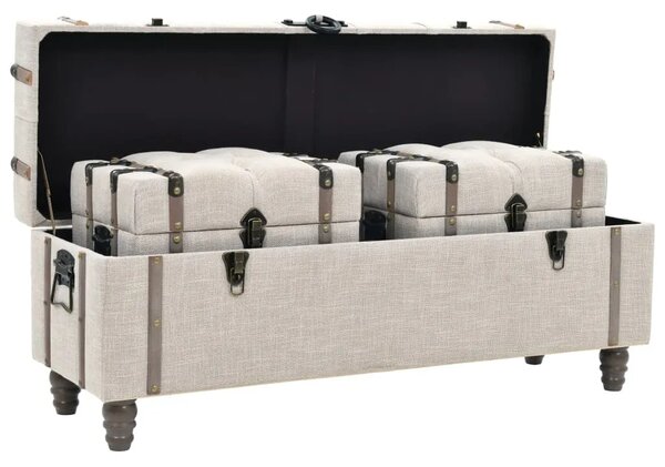 3-dijelni set klupa za pohranu 112x37x45 cm od drva i čelika