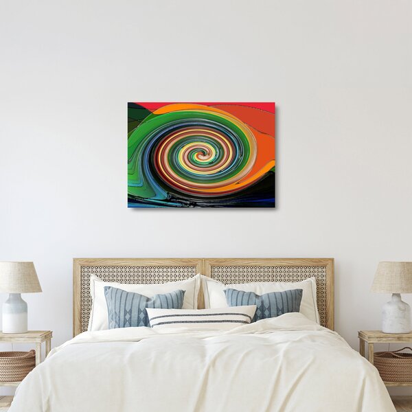Apstraktna staklena slika - spirala u boji (70x50 cm)