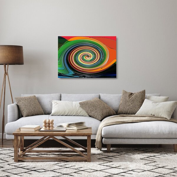 Apstraktna staklena slika - spirala u boji (70x50 cm)
