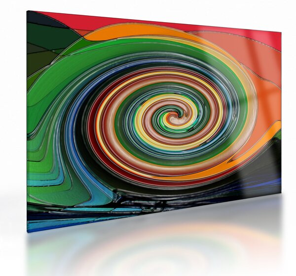 Apstraktna staklena slika - spirala u boji (70x50 cm)