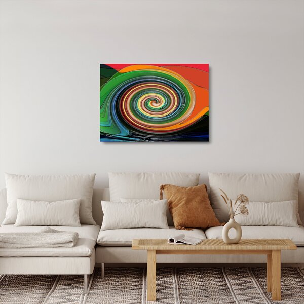 Apstraktna staklena slika - spirala u boji (70x50 cm)