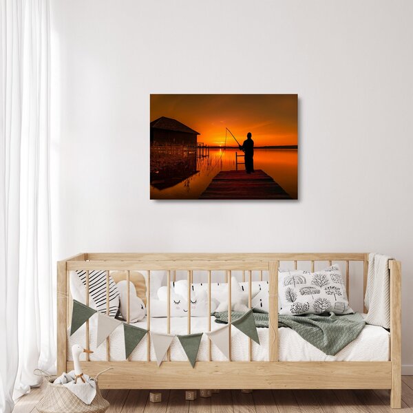 Staklena slika ribara (70x50 cm)