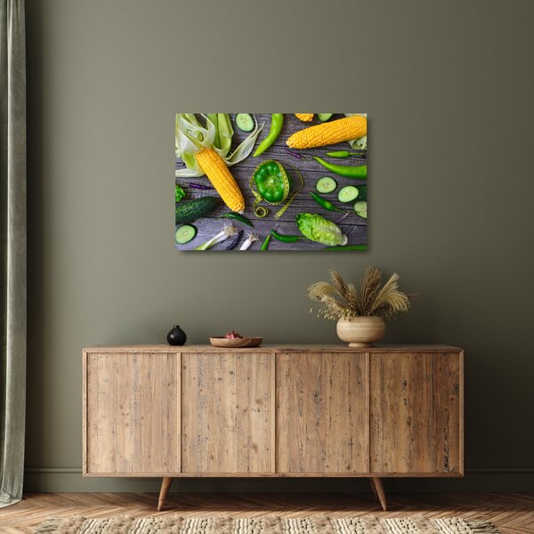 Staklena slika s povrćem (70x50 cm)