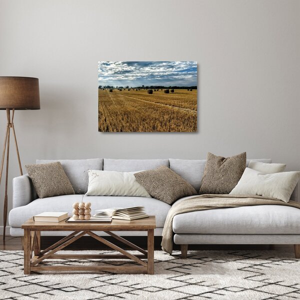 Staklena slika ubranog polja žitarica (70x50 cm)