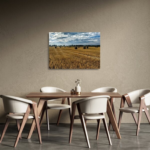 Staklena slika ubranog polja žitarica (70x50 cm)