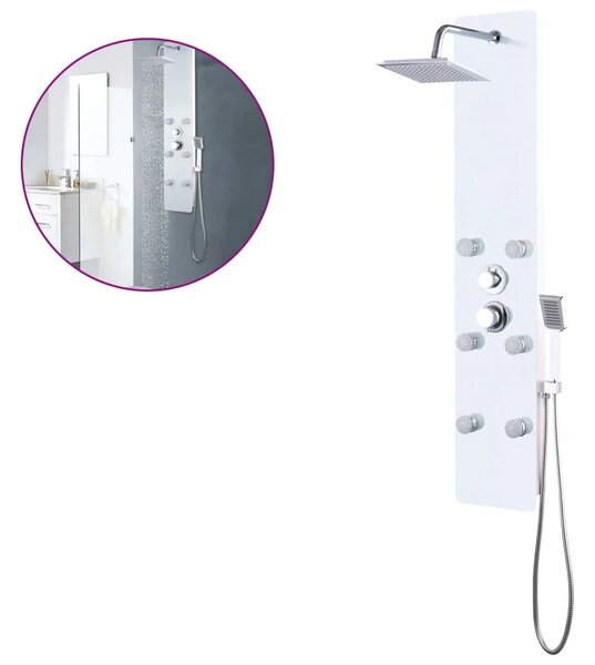 Tuš panel od stakla 25 x 44 6 x 130 cm bijeli - Bijela Bijela