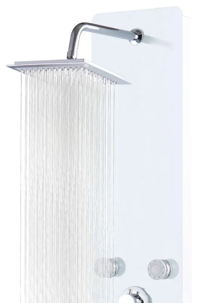Tuš panel od stakla 25 x 44 6 x 130 cm bijeli - Bijela Bijela