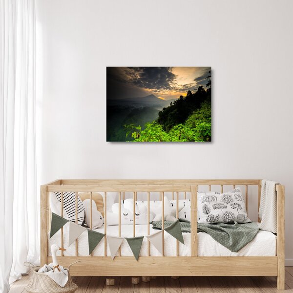 Staklena slika - zeleni planinski krajolik (70x50 cm)