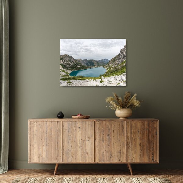 Staklena slika jezera u planinama (70x50 cm)