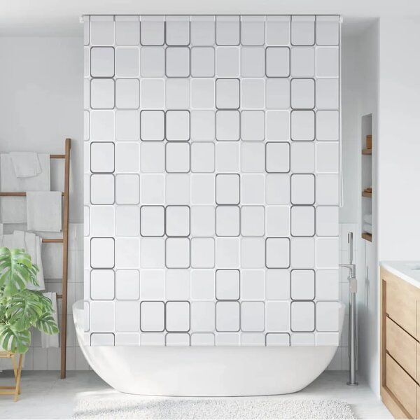 Zavjesa za tuš - Roleta za tuš 140 x 240 cm s uzorkom kvadrata - 140 x 240 cm Četvrtasto 140 x 240 cm Četvrtasto
