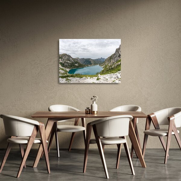 Staklena slika jezera u planinama (70x50 cm)