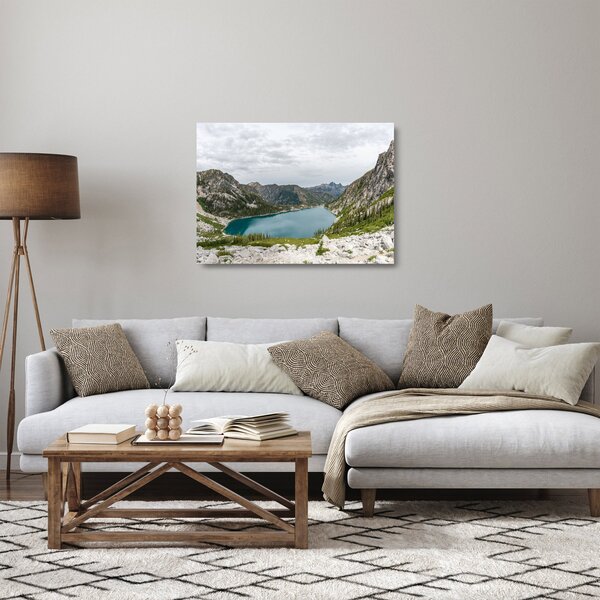 Staklena slika jezera u planinama (70x50 cm)