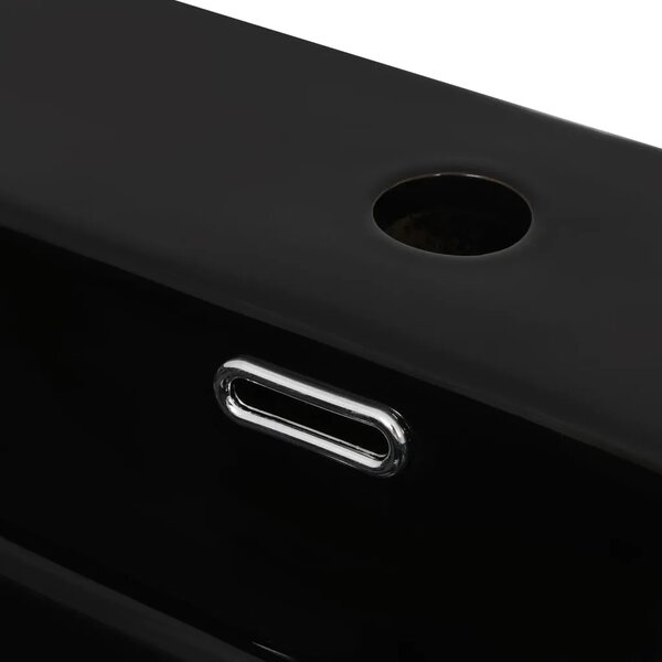 Lavabo - Umivaonik s otvorom za slavinu keramički crni 51 5 x 38 5 x 15 cm - Crna 51.5 x 38.5 x 15 cm Crna 51.5 x 38.5 x 15 cm