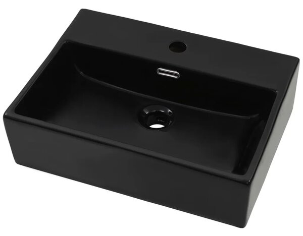 Lavabo - Umivaonik s otvorom za slavinu keramički crni 51 5 x 38 5 x 15 cm - Crna 51.5 x 38.5 x 15 cm Crna 51.5 x 38.5 x 15 cm