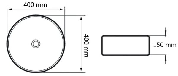 Keramički okrugli Lavabo - Umivaonik 40 x 15 cm crni - Crna Crna