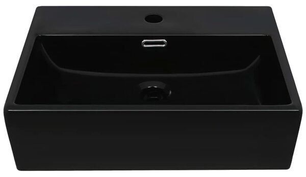 Lavabo - Umivaonik s otvorom za slavinu keramički crni 51 5 x 38 5 x 15 cm - Crna 51.5 x 38.5 x 15 cm Crna 51.5 x 38.5 x 15 cm