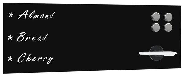 Zidna crna magnetna ploča od stakla 60 x 20 cm - Crna 60 x 20 cm s dodacima Crna
