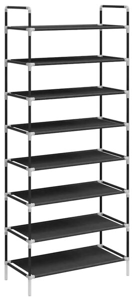 Stalak za cipele s 8 polica od metala i netkane tkanine crni - Crna 60 x 28 x 140 cm 1 1